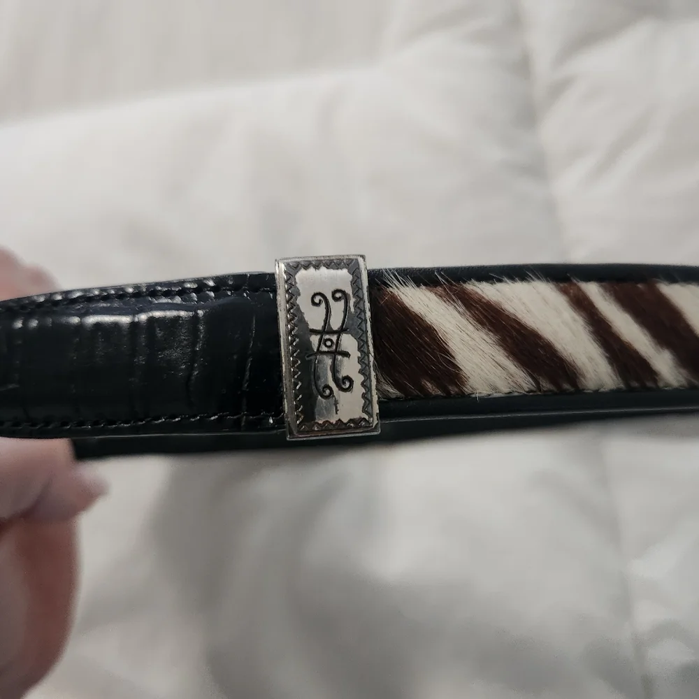 Brighton Animal Print Leather Belt in Brown, Black & White